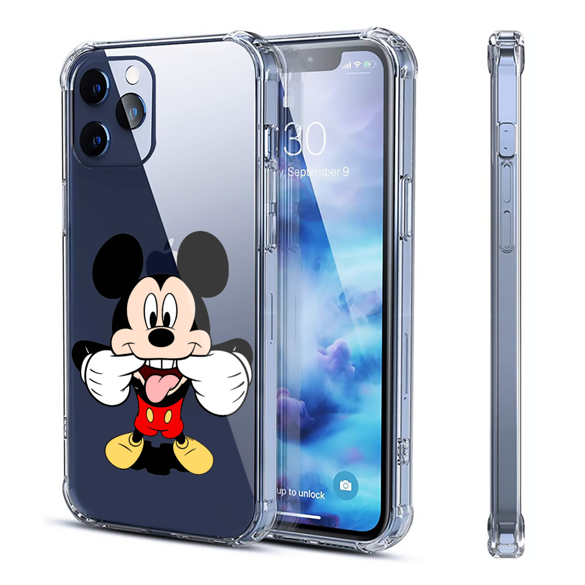 （画像用） ミッキーマウス Mickey Mouse 【iPhone 12シリーズ対応】透明スマホケース（クリアソフトケース）